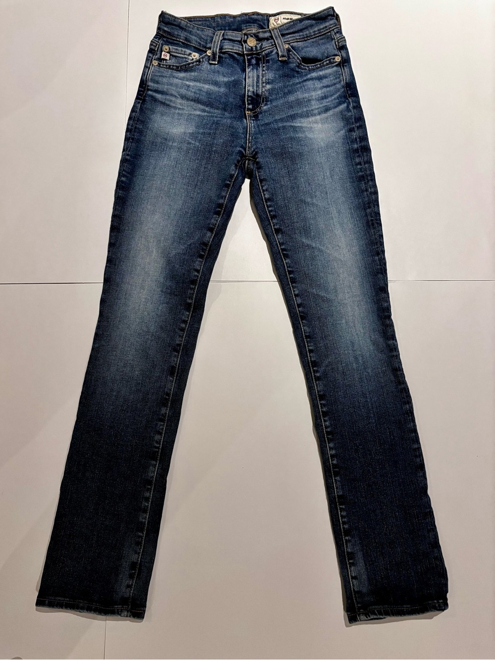 AG Mari Slim Straight Jeans Medium Indigo Wash Size 24 x 29” Inseam